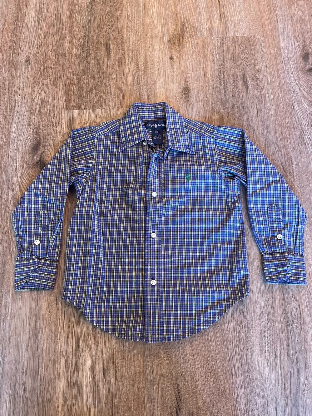 Nautica Boys 3T Blue Plaid Long Sleeve Button Down